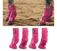 Harrison Howard Summer Elements Lot de 4 guêtres anti-mouches pour cheval - Coupe parfaite - En maille dense - Avec confort ventilé - Protection fiable - Magenta XL