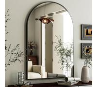 HARRITPURE Miroir Mural arqué de Salle de Bain avec Cadre en Alliage d'aluminium Contemporain à Suspendre pour Salle de Bain, Salon, Chambre à Coucher, entrée, 61 x 91,4 cm, Noir