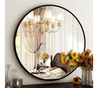 HARRITPURE Miroir Rond de 50,8 cm avec Cadre en métal brossé, décoration d'intérieur Moderne pour Salle de Bain, Salon, Coiffeuse, Chambre à Coucher, entrée, Noir