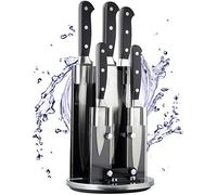 Harrow Bloc de couteaux de cuisine avec couteaux - Rangement rotatif professionnel Support de 5 petits à grands rivets en acier pour hacher les légumes, la viande et le pain