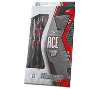 Ace Rubber Black Darts | Jeu de fléchettes à Pointe en Acier avec étui de Transport | 20g, 22g, 24g et 26g | Comprend des tiges Supergrip et des ailettes Marathon de 100 microns-26grmm