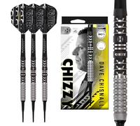 Harrows Chizzy Lot de fléchettes à pointe souple 90 % tungstène série 4, avec tiges noires Supergrip en carbone et ailettes en silice, idéales pour les cibles électroniques (18 g)