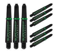 Harrows Darts 3 x Sets of Supergrip Carbon Dart Stems - 9 Dart Shafts in Total - Medium, Midi & Short (Green, Short)