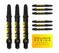 Harrows Darts Lot de 3 jeux de tiges de fléchettes en carbone ST - 9 tiges de fléchettes au total - Moyen, Midi et Court - Composite de carbone résistant - Jaune moyen