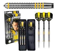 Harrows Dave Chisnall Chizzy Jeu de fléchettes 80% tungstène avec Pointe en Acier 21 g, 22 g, 23 g et 24 g - Comprend des tiges Noires Midi SuperGrip, des ailettes Prime et Un étui de Transport - 23