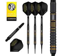 Harrows Dave Chisnall Chizzy Series Jeu de fléchettes Professionnelles 3 Joueurs 90% tungstène Pointe Souple 18 g et 20 g I Jeu de 3 fléchettes avec tiges midi en Carbone Supergrip et ailettes