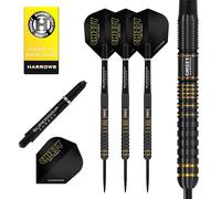 Harrows Dave Chisnall Chizzy Series Jeu de fléchettes professionnelles pour 3 joueurs 90 % acier tungstène, tous les poids de fléchettes Pro DartsI10 pièces avec tiges midi en carbone Supergrip et