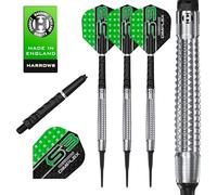 Harrows Dimplex Jeu de fléchettes coniques professionnelles avec pointe en acier tungstène 90 % 22 g, 23 g, 24 g et 26 g avec tiges Dimplex Midi noires et ailettes Dimplex -24 g
