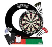 Harrows Ensemble de fléchettes Top Shot | Cible de fléchettes officiel de compétition, 4 pièces, 6 fléchettes trophées et ligne de lancer Oche | Ensemble de fléchettes complet pour la maison, le club