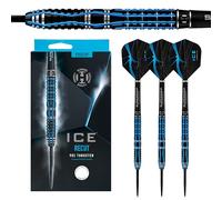 Harrows Ice Recut Jeu de fléchettes 90% tungstène avec Pointe en Acier 21 g, 22 g, 23 g et 24 g - Comprend des tiges midi en Carbone Supergrip argentées et de Nouveaux ailettes Ice de 100 microns