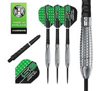 Harrows Jeu de fléchettes Dimplex Bomb et fuselées I Fléchettes professionnelles 90 % tungstène pointe en acier tous poids I 10 pièces avec tiges Dimplex Midi noires et ailettes Dimplex (forme omb, 21