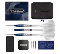 Harrows Jeu de fléchettes GEO Torpedo 90 % tungstène de qualité supérieure avec ailettes SOLO intégrées avec tiges | Fléchettes à pointe en acier 23 g et 24 g | Comprend un outil Quick Point System et