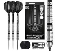 Harrows Jeu de fléchettes SuperGrip QP coniques 90 % tungstène, pointe en acier avec système de changement de pointe rapide | 22 g, 23 g, 24 g, 26 g, 28 g et 30 g | Comprend des tiges Supergrip et des
