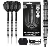 Harrows Jeu de fléchettes SuperGrip QP Torpedo 90% tungstène, Pointe en Acier avec système de Changement de Pointe Rapide, 22 g, 23 g et 24 g, Comprend des tiges Supergrip et des ailettes de 100