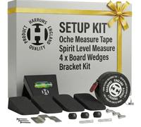 Harrows Kit de configuration de cible de fléchettes - Ensemble complet avec support de cible de fléchettes, cales de fléchettes, mesure de niveau de cible, mètre ruban Oche, le seul kit complet pour