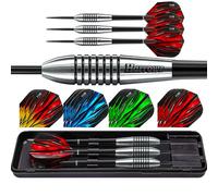 Harrows Lot de 20 fléchettes Fire Bomber avec pointe en acier tungstène I 23 g, 25 g, 27 g disponibles I énorme lot de 20 pièces avec ailettes de rechange 25 g