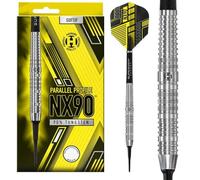 Harrows Lot de 3 fléchettes parallèles NX90 Professionnelles à Pointe Souple 90% tungstène 18 g et 20 g avec tiges Noires Supergrip Midi et ailettes NX90 (Forme parallèle, 18 g)