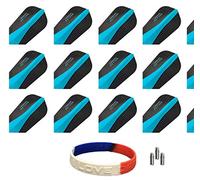 Harrows Lot de 5 jeux de 3 ailettes de fléchettes Retina Slim Bleu aqua + 1 lot de 3 protections de fléchettes et bracelet en aluminium
