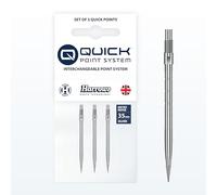 Harrows Micro Grip Quick Points - Pointes de fléchettes fraisées CNC de précision avec prise en main améliorée et design anti-casse - Système de pointe rapide à échange rapide (35 mm, argenté)