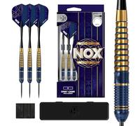 Harrows Nox Steeltip Jeu de fléchettes en laiton 22 g, 24 g ou 26 g - Comprend des tiges Speedline, des ailettes Nox et un étui de fléchettes - Fléchettes à pointe en acier coloré durable pour un jeu
