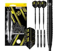 Harrows NX90 90% Tungstène Set de Fléchettes à Pointe en Acier 21g, 22g, 23g, 24g, 25g & 26g - Inclut des Shafts Midi Supergrip Noirs & des Ailes Micron NX90 (24g)