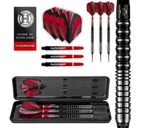 Harrows Predator Jeu de fléchettes à Pointe en Acier 90% tungstène 22 g, 23 g, 24 g et 25 g - Comprend Une poignée Ultra Traction, des tiges Supergrip Fusion, des ailettes Prime et Un étui de Voyage