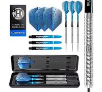 Harrows Pulse 90% Tungstène Steel Tip Darts Set 21 g, 22 g, 23 g, 24 g & 25 g - Comprend Une Prise incurvée encastrée, des tiges Aqua Supergrip Fusion, des ailettes Prime et Un étui de Transport