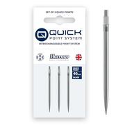 Harrows Pointes de fléchettes à pointe rapide en acier | Embouts de fléchettes de rechange en noir et argent | 26 mm, 30 mm, 35 mm, 40 mm et 42 mm | Compatible avec le système QP (argent, 40 mm)