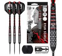 Harrows Ryan Searle Heavy Metal Series 3 Fléchettes 90 % tungstène, pointe en acier avec système Quick Point | 22 g, 23 g, 24 g, 26 g, 30 g et 32 g | avec outil Quick Point, tiges ST en carbone et