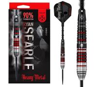 Harrows Ryan Searle Heavy Metal Series Lot de 10 fléchettes professionnelles avec pointe en acier tungstène 90 % tungstène Tous poids I avec tiges midi en carbone ST et ailettes Signature (30 g)