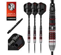 Harrows Ryan Searle Heavy Metal Series Lot de 3 fléchettes Professionnelles avec Pointe en Acier tungstène 90% tungstène 22 g à 26 g, 30 g et 32 g avec tiges midi en Carbone St et ailettes Signature
