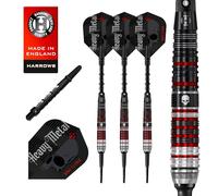 Harrows Ryan Searle Heavy Metal Series Lot de 3 fléchettes Professionnelles 90% tungstène à Pointe Souple 18 g et 20 g avec tiges midi en Carbone St et ailettes Signature - 20 g