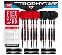 Harrows Trophy Jeu de fléchettes 65 pièces : 12 fléchettes haute performance avec pointe en acier avec prise en main de qualité supérieure, lot ultime avec accessoires de fléchettes complets : tiges
