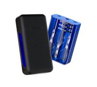 Harrows Vault Étui de fléchettes en plastique rigide de qualité supérieure, compatible avec 3 fléchettes entièrement assemblées, système de vol/arbre intégré de rechange, bleu/noir, One Size