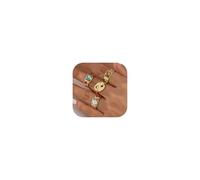 Harry and Henry Bagues épaisses dorées pour femme, bijoux empilables pour un usage quotidien, accessoires élégants pour tenues décontractées ou de fête, Métal, Aucune pierre précieuse