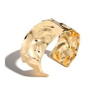 Harry and Henry Bracelet manchette en or pour femme - Large et ouvert - Bracelet manchette réglable - Cadeau idéal pour une fête d'anniversaire quotidienne - Réglable - Autre, sans pierre précieuse