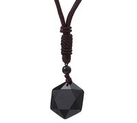 Harry and Henry Collier en obsidienne noire pour homme et femme - Collier de perles - Pierre naturelle, Métal, Andere