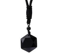 Harry and Henry Collier en obsidienne noire pour homme et femme - Collier de perles - Pierre naturelle - Noir