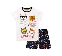 Harry Bear - Ensemble De Pyjamas Court - Chat - Fille - Blanc - 7-8 Ans