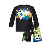 Harry Bear Maillot De Bain Piscine | Maillot De Bain Enfant Garcon De Football | Combinaison Natation 2 Pièces | Noir 8-9 Ans