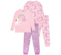 Harry Bear Pyjamas Licorne, Lot de 2 Pyjama Fille, Ensembles Assortis Pyjama Enfant, Rose 3-4 Ans
