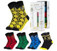 Harry Potter Accessoire, Chaussette Enfant Taille Unique 36-40, Lot De 5 Chaussettes Fantaisies Maisons De Poudlard, Idée Cadeau Noel, Anniversaire Garcon