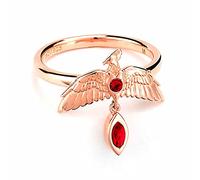 Harry Potter Bague en argent sterling plaqué or rose Fawkes Taille S, Small, Argent sterling plaqué or rose, Cristal