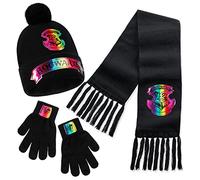 Harry Potter Bonnet Écharpe Gants Fille 7-14 Ans, Ensemble Hiver 3 Pcs, Douce Accessoires Chauds, Cosy Cadeau Fille Ado