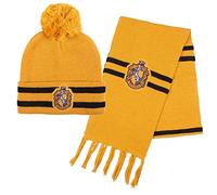 Harry Potter Chapeau et écharpe, Ensemble d'hiver pour Enfants et Adolescents, Chapeau et écharpe Poudlard, Set d'hiver Poufsouffle, Accessoires d'hiver - Jaune