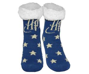 Harry Potter Chaussettes d'intérieur - Chaussettes douillettes et moelleuses pour femmes, Logo étoiles, Bleu, Adulte, Femme, M, 39, 42