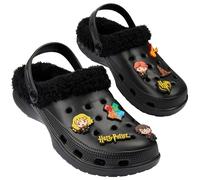Harry Potter Chaussons Femme Hiver Doublure Polaire et Charms Amovibles - Sabot Femme et Ado (Noir, 34/35 EU)