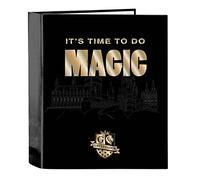 HARRY POTTER Classeur Folio 4 anneaux, idéal pour les enfants de différents âges, confortable et polyvalent, qualité et résistance, noir 27 x 6 x 33 cm, Noir, Estándar, décontracté