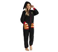 Harry Potter Combinaison Pyjama Homme Ou Femme, Grenouillère Adulte en Polaire Douce avec Capuche Taille S, M, L Et XL, Kigurumi Adulte Chaud Et Confortable (Noir, S)