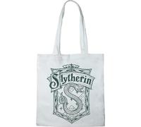 HARRY POTTER Cotton Division Officiel Logo imprimé 100% coton |Réutilisable | Longue poignée | Voyages et achats |Sac fourre-tout 38 * 40 CM, Slytherin_White_1, Taille unique